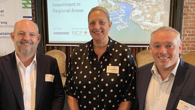 Sporting insights were provided by Councillor Suzy Batkovic, FGH Group's Jamie Fitzpatrick, and Cowboys Football Club's Jeff Reibel at the Property Council of Australia’s The Power of Investment In Regional Areas luncheon. Picture: Leighton Smith.