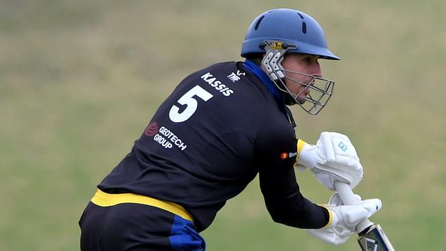 St Bernard's Tristan Kassis during the VSDCA Cricket: St Bernard's v Plenty Valley match in Essendon West, Saturday, Jan. 16, 2021. Picture: Andy Brownbill