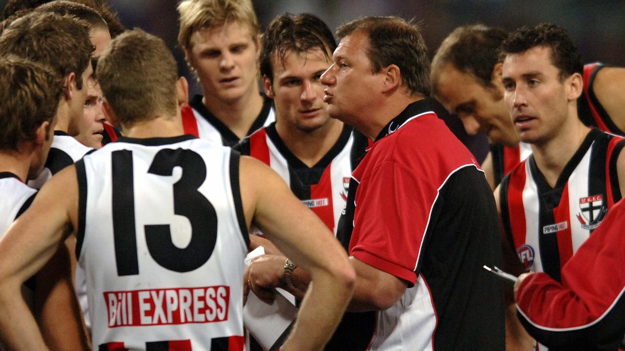 Grant Thomas speaks to his players at Subiaco