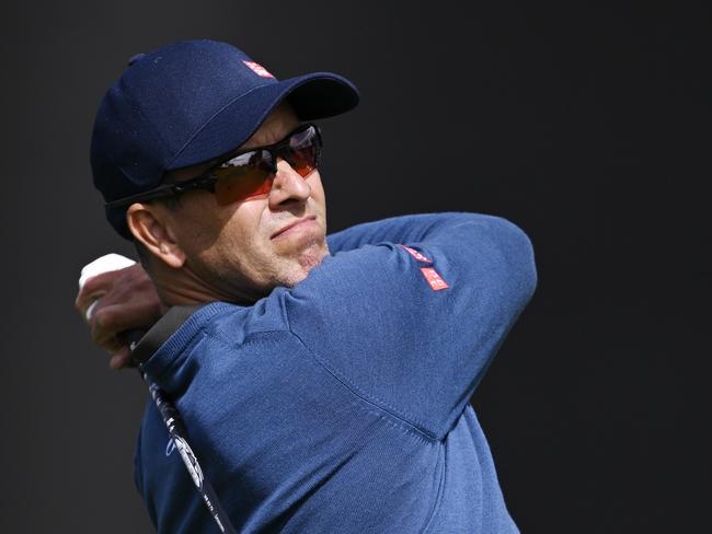 LA JOLLA, CALIFORNIA - FEBRUARY 14: Adam Scott of Australia plays his shot from the seventh tee during the second round of The Genesis Invitational 2025 at Torrey Pines Golf Course on February 14, 2025 in La Jolla, California. (Photo by Orlando Ramirez/Getty Images)