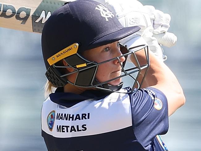 PERTH, AUSTRALIA - SEPTEMBER 26: Meg Lanning of Victoria bats during the WNCL match between Western Australia and Victoria at the WACA, on September 26, 2023, in Perth, Australia. (Photo by Paul Kane/Getty Images)