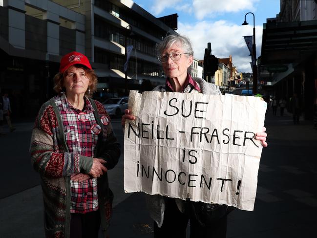 Sue Neill-Fraser supporters Bettie Bamford and Jennie Herrera. Picture: NIKKI DAVIS-JONES