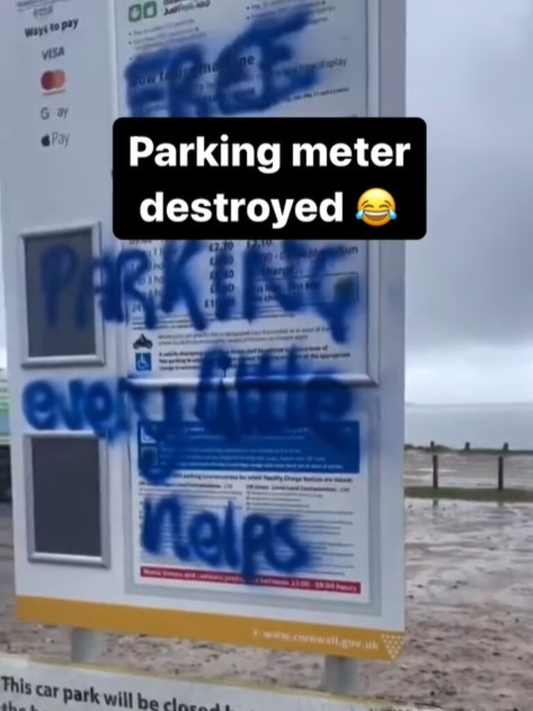 The sign was vandalised to declare “free parking”. Picture: Its_called_straya/Instagram