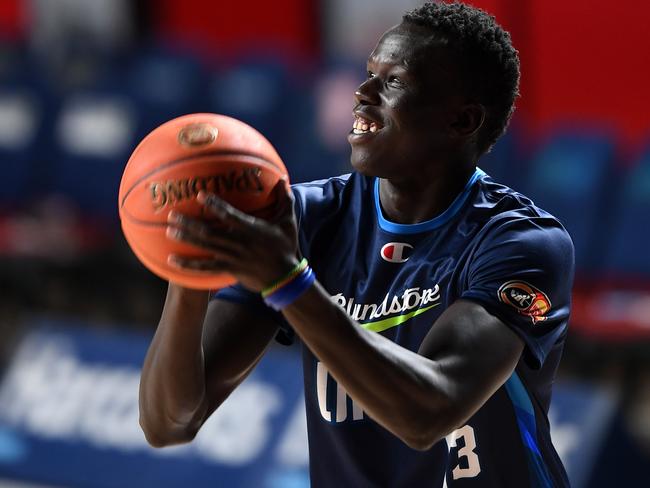 Maluach was snapped up by Melbourne United in 2022 after just a handful of games with the Darwin Salties. Picture: Mark Brake/Getty Images.