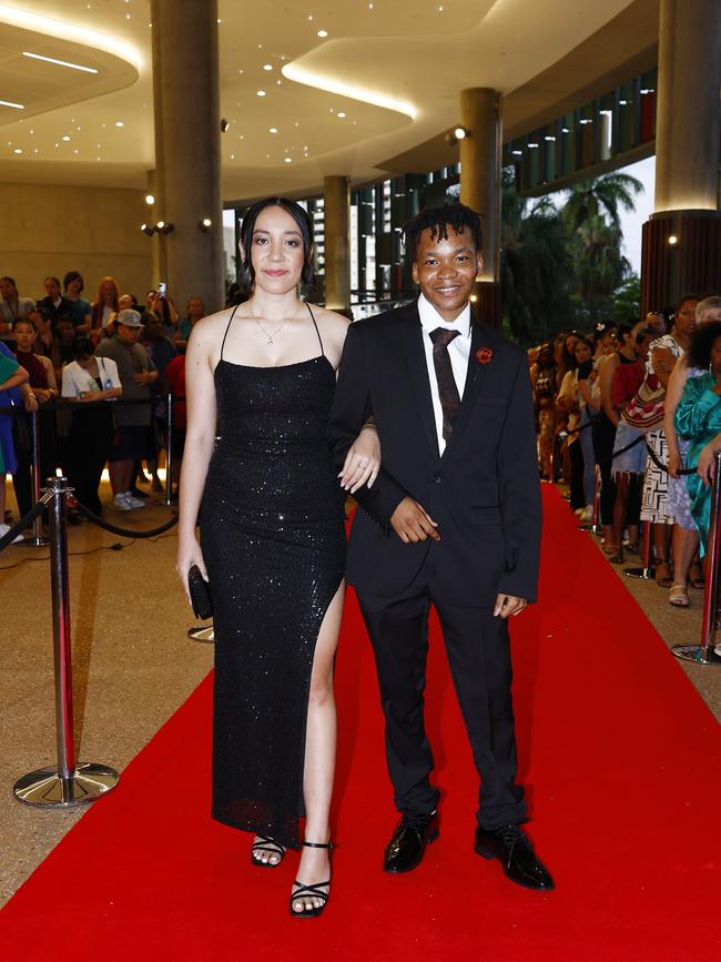 Papako Tangralawhai and Joseph Nyoni at the Trinity Bay High School formal evening, held at the Cairns Convention Centre. Picture: Brendan Radke