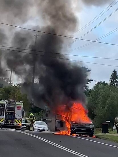 A car believed linked to shooting in flames.