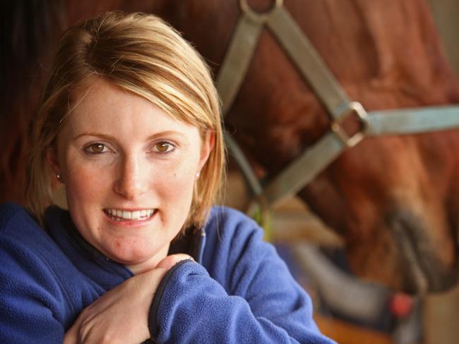 18-year-old Ellen Tormey, a protege of superstar Kerryn Manning, who has 2 drives at tomorrow night's meeting at Moonee Valley, pictured with Kerryn at her stables.