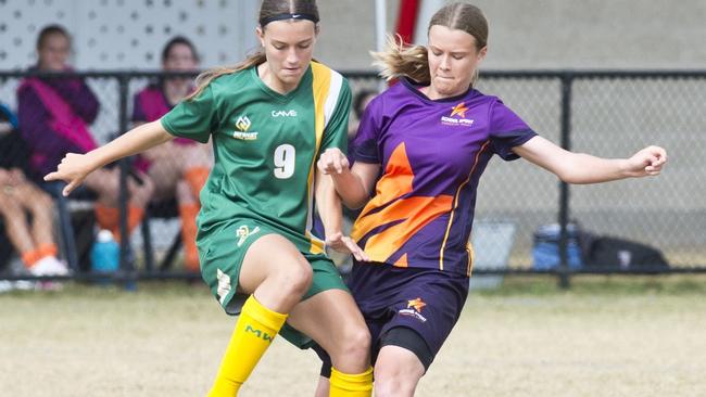 Emily Ferroussat, right, representing Sunshine Coast.