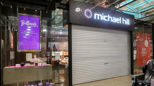 Michael Hill jewellery stores, including this one at Essendon DFO, are closing indefinitely due to the coronavirus pandemic. Picture: Ian Currie