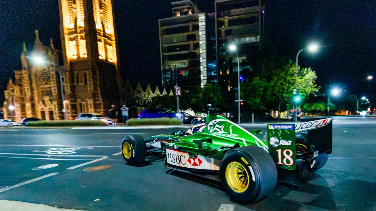 Bystanders watched on as the engine roared into life and the car took off down Franklin St towards Wakefield St. Picture: Ryan Schembri / Adelaide Motorsport Festival