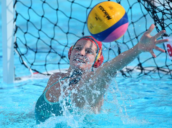 Yanitsas in training with the Australian Women’s water polo team. Picture: Stewart McLean.