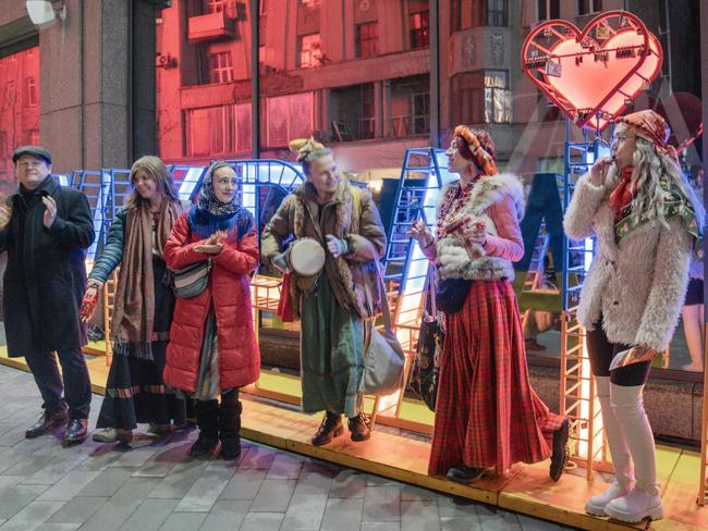 Ukrainians hold a traditional Christmas performance to raise funds for the Ukrainian army in central Kharkiv, on December 24, 2024, amid the Russian invasion in Ukraine. Picture: AFP