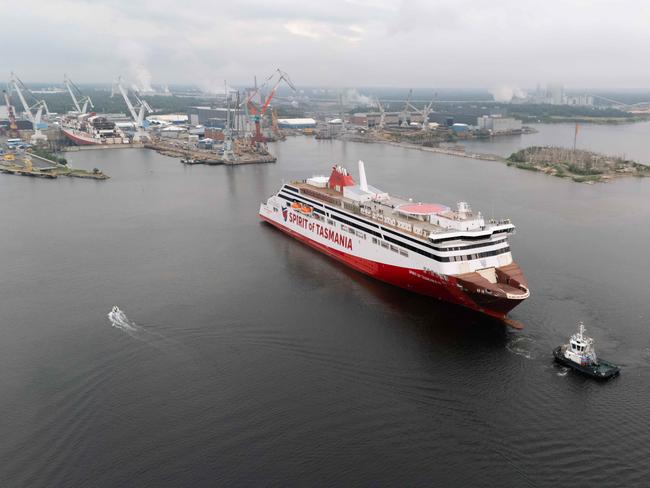 Spirit of Tasmanian IV first sea trial.  As the build of Spirit of Tasmania IV nears completion, the ship took to the open seas for the first time on a five-day trial run from Rauma Marine Constructions in Finland.  Picture: Spirit of Tasmania