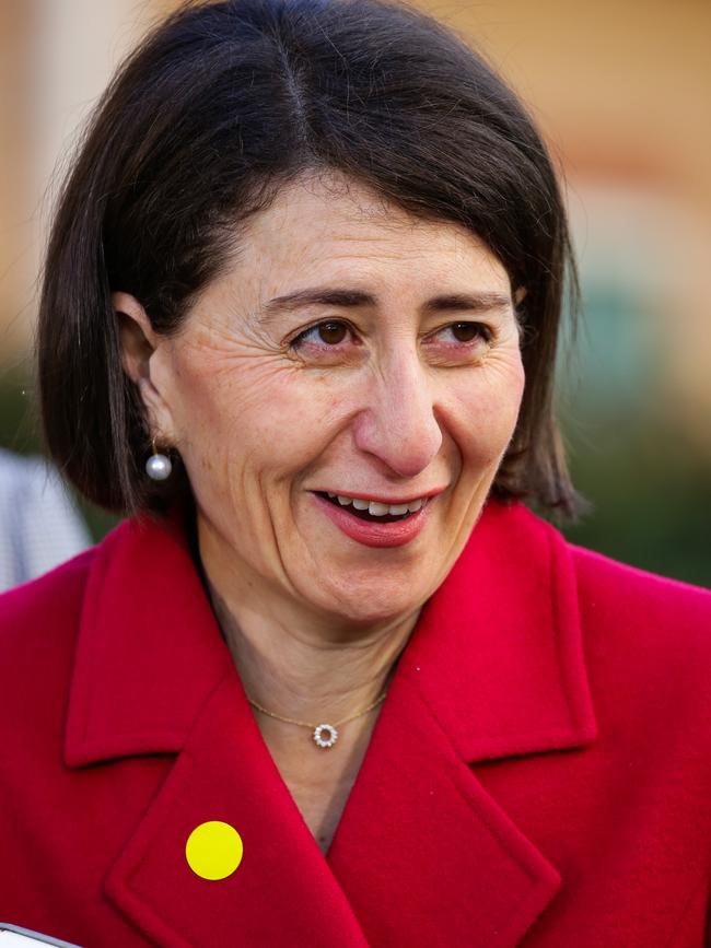 Gladys Berejiklian speaks to reporters. Picture: NCA NewsWire / Gaye Gerard