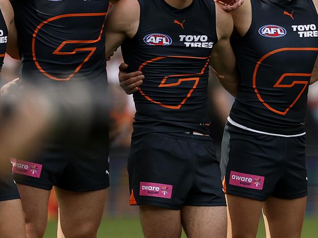 Giants line up for the anthem during the AFL Qualifying Final between the Sydney Swans and GWS Giants at the SCG on September 7, 2024. Photo by Phil Hillyard(Image Supplied for Editorial Use only - **NO ON SALES** - Â©Phil Hillyard )