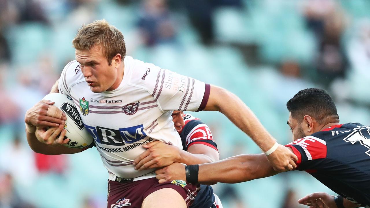 Jake Trbojevic in action against the Roosters.