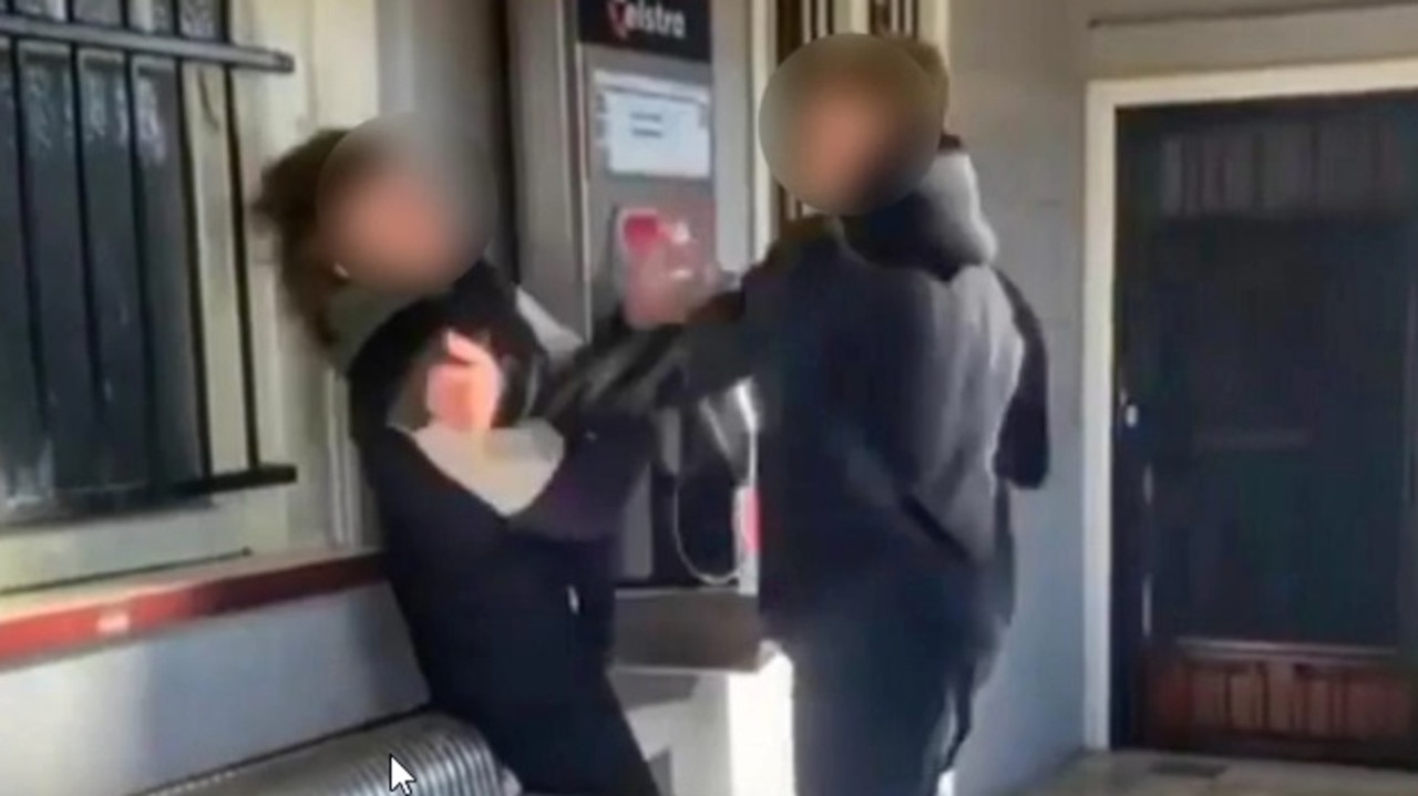 A boy is beaten at an Ipswich region train station while in school uniform. Picture: Instagram