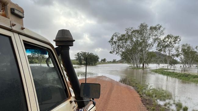 Floodwaters have cut off roads across the Kimberley Region, including Lunguara Drive, Looma. Picture: Fitzroy Crossing Police