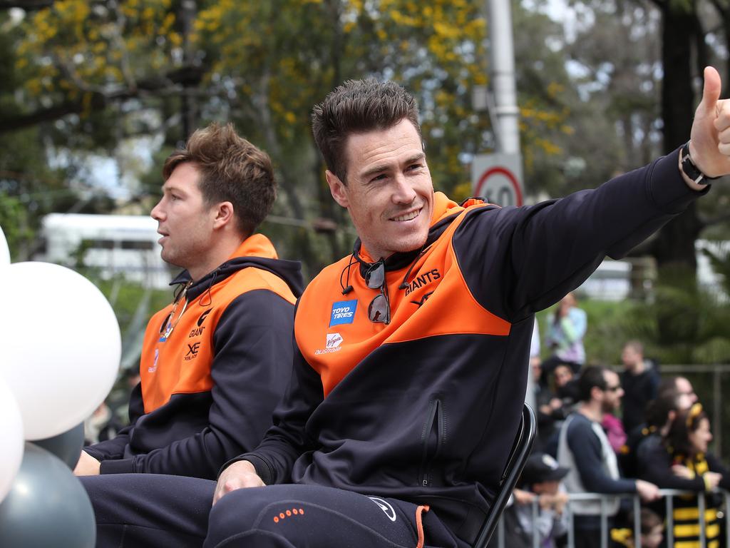 The pair shared a car during the 2019 grand final parade. Picture. Phil Hillyard