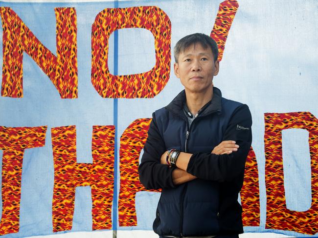 Park Cheol-Ju, 51, a leader of the Seongju Committee Fighting for Withdrawal of the THAAD Deployment, poses during an interview at Soseong-ri village in Seongju, about 2km away from a THAAD installation. Picture: Lee Jae-Won / News Corp