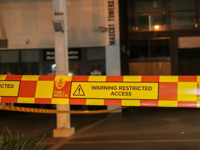 FRNSW has taped off an area out the front of Mascot Towers tonight after allgedly some damage has been found to the structure. Apparently this is in a different area from the last area of the building to be isolated. I understand this was at the request of and in consultation with the engineers.