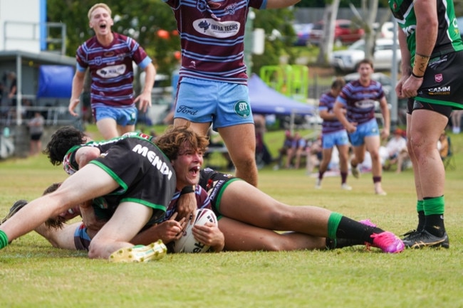 Central Queensland's Curtis Seierup tunnels his way to the try line earlier this season. Picture credit: Luke Fletcher/ Emerald Today.