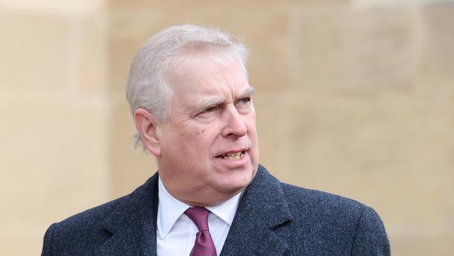WINDSOR, ENGLAND - FEBRUARY 27: Prince Andrew, Duke of York attends the Thanksgiving Service for King Constantine of the Hellenes at St George's Chapel on February 27, 2024 in Windsor, England. Constantine II, Head of the Royal House of Greece, reigned as the last King of the Hellenes from 6 March 1964 to 1 June 1973, and died in Athens at the age of 82. (Photo by Chris Jackson/Getty Images)