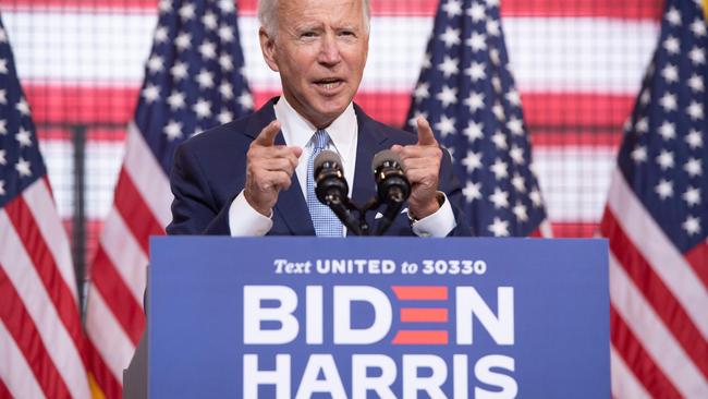 Joe Biden speaks in Pittsburgh, Pennsylvania. Picture: AFP.