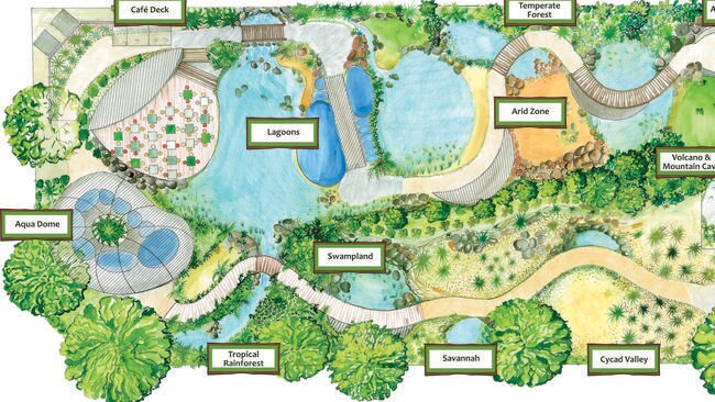 An artist's impression of a proposed Jurassic-era themed nature park for Cairns. It could resemble one proposed for the Coast.