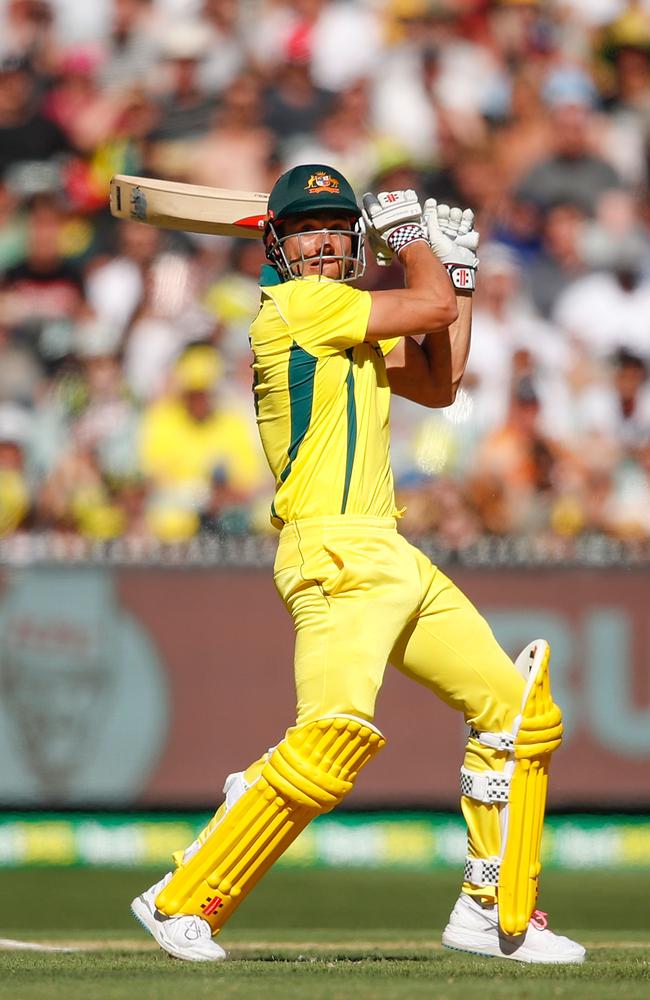 Marcus Stoinis bats during game one of the One Day International Series between Australia and England at the MCG. Picture: Scott Barbour/Getty Images