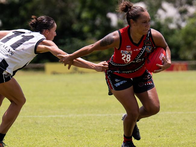 Tiwi Bombers Jessica Nannup has been a huge inclusion in 2024-25. Picture: Jack Riddiford / AFLNT Media