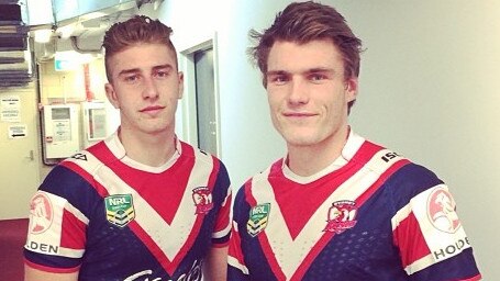 Crichton with Paul Momirovski in the Roosters' 2014 S.G. Ball squad.