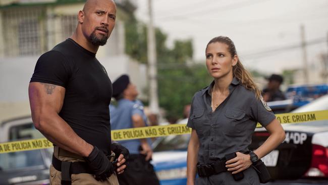 Action replay ... Johnson and (Elsa Pataky) in Fast & Furious 5.