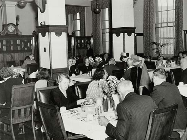 Central’s refreshment rooms in 1948. With the introduction of diesel engines from the 1950s, trains no longer made as many stops and the railway refreshment rooms, with their tablecloths and crockery, became unprofitable and closed down. Picture: NSW State Archive