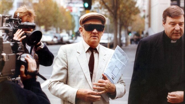 George Pell (right) with Gerald Ridsdale outside court on August 15, 1993. Picture: File