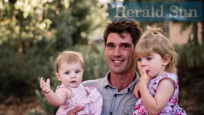 Jarrod Davies with his nieces, Isabelle and Aria.