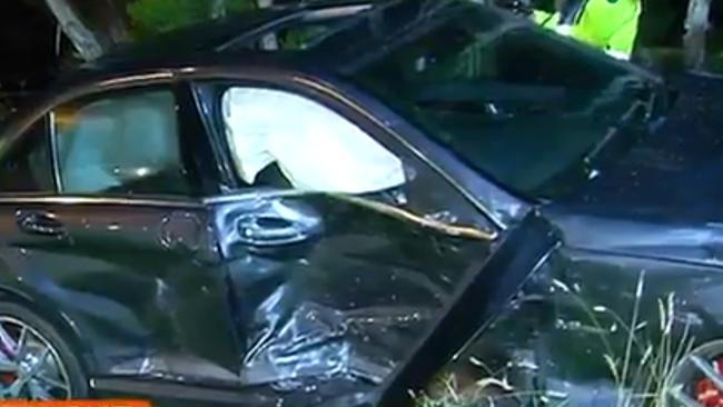 The damaged Mercedes. Picture: Channel 7.