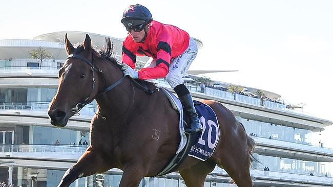 Sneaky Sunrise ridden by Daniel Stackhouse wins the Sir Eugene Gorman Handicap at Flemington Racecourse on May 18, 2024 in Flemington, Australia. (Photo by Reg Ryan/Racing Photos via Getty Images)