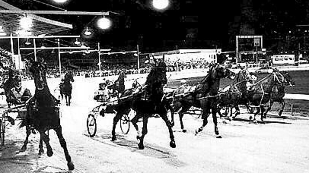 file- Harness racing at the Royal Melbourne Showgrounds in 1970, night racing, trotting. /horse racing