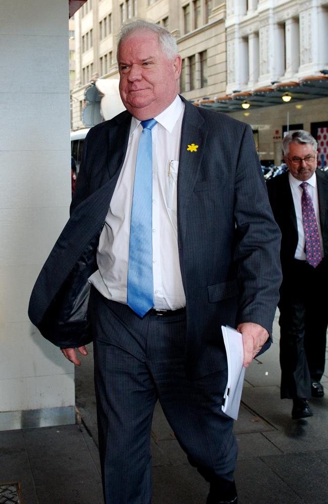 Bernie Riordan (left), former Electrical Trades Union (ETU) NSW secretary, current Fair Work Commissioner, said he was satisfied and there was enough evidence the comments did occur. (AAP Image/Joel Carrett)