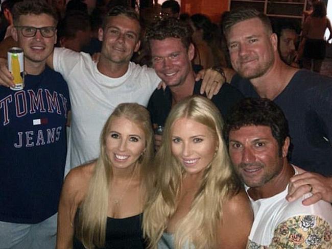 MAFS cast: Ryan, Justin, Dean, Ashley and Nasser pose with two fans.