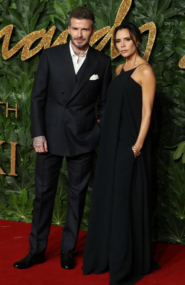 Here’s the couple looking sleek in black at the British Fashion Awards 2018. Picture: AFP