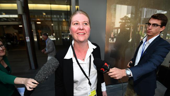 2017: Gold Coast Cr Kristyn Boulton appearing before the CCC’s Operation Belcarra hearing. (AAP Image/Dan Peled)