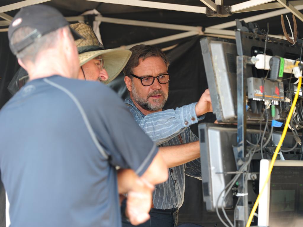 Russell Crowe stars and directs his first film The Water Diviner in a scene on Australia Plains. Picture: Mark Brake