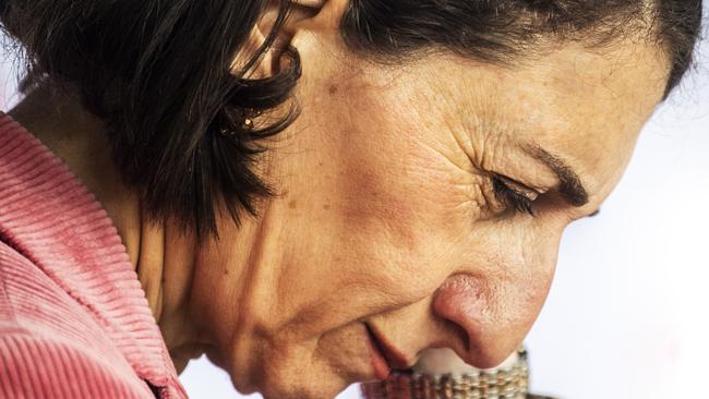 NSW Premier Gladys Berejiklian looks down during a COVID-19 update press conference in St Leonards on Sunday in Sydney.