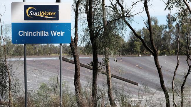 The Chinchilla Weir, which services rural landowners and the town water supply, is topped up with water extracted during coal seal gas extraction in a deal struck by council and fossil fuel conglomerates. Picture: Matthew Newton