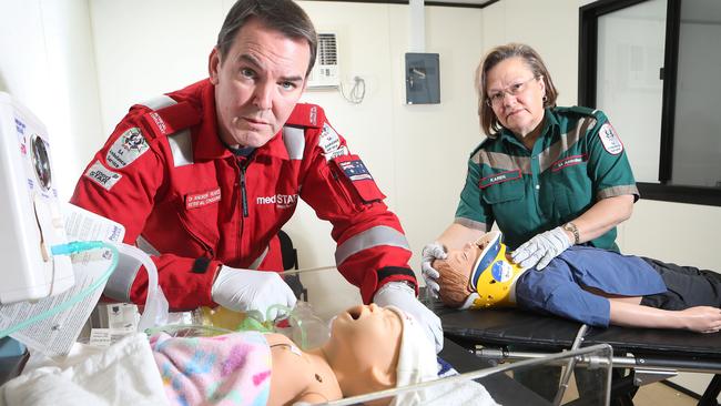 Med Star Clinical Director of Training and Education, Andrew Pearce, and Karen Braunack, Director of Aviation Rescue and Aviation Services. Picture: Dean Martin