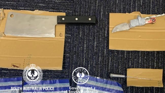 Port Augusta man arrested after driving unlicensed in possession of weapons and drugs. Picture: SAPOL