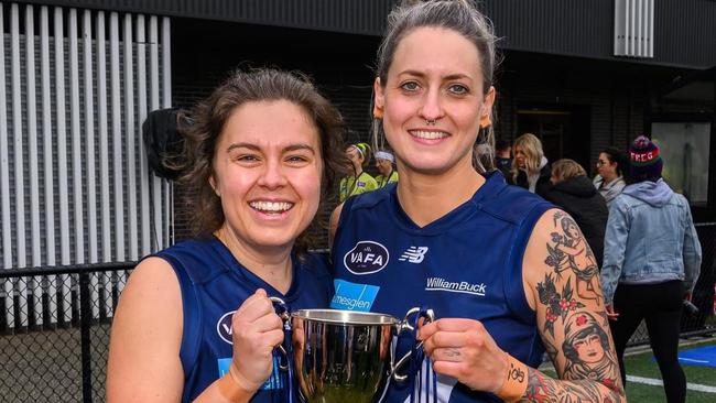 West Brunswick players Sophie Stewart and Kristy De Pellegrino represented the VAFA against the Perth Football League last season.