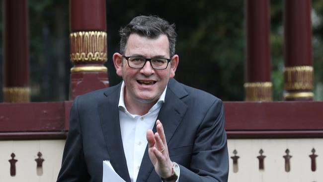 Premier Daniel Andrews holds a press conference on the latest Covid situation in Victoria. Picture: NCA NewsWire/David Crosling